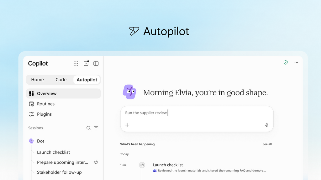 用戶可以在 Autopilot 設定 AI 代理的角色和任務目標，讓它替你 24 小時不眠不休工作。
