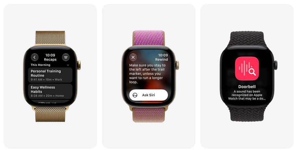配合 Siri AI 讓 Apple Watch 可使用包括 Siri Recap、Live Rewind 等功能，手錶變成隨身的智能助理。