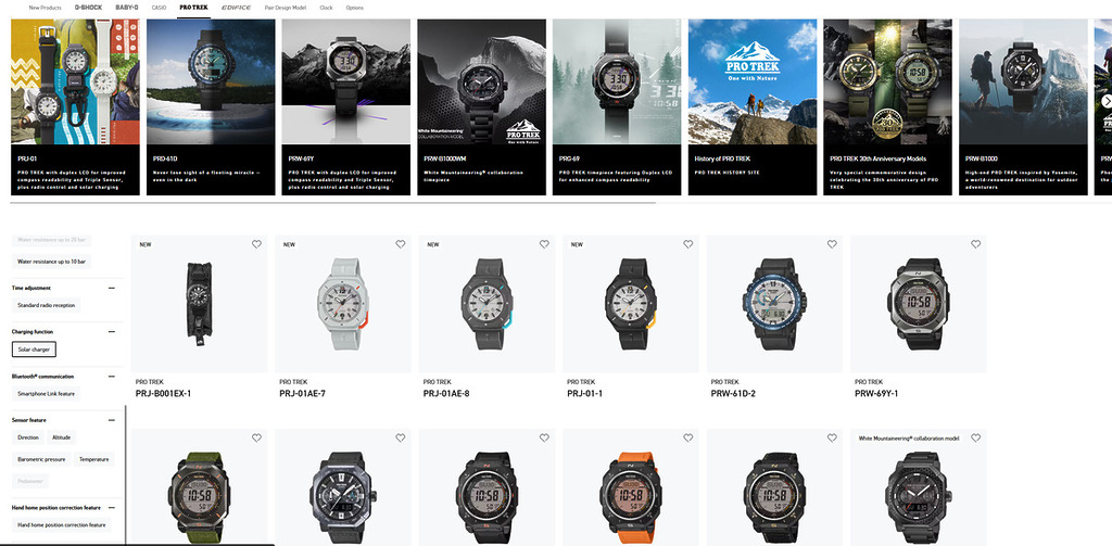 目前支援 Tough Solar 光動能技術的 Casio Pro Trek 系列有多達 30 多款，售價由 ¥30,000 日圓（約 HK$1,500）起。